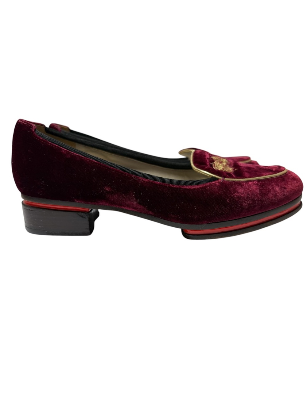 Jason Wu “Little Emperor” Burgundy Red Velvet Platform Loafers Embroidered 38 - Picture 3 of 8